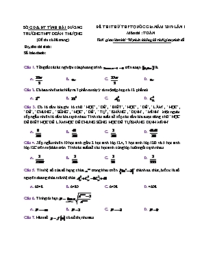 Đề thi thử THPT Quốc gia môn Toán lần 1 năm 2019 - Trường THPT Đoàn Thượng (Có đáp án)